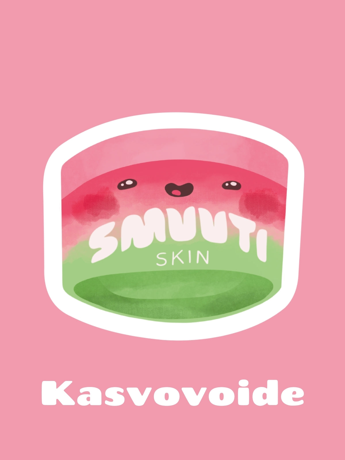 Cartoon jar of smuuti Skin watermelon jelly cream on a pink background