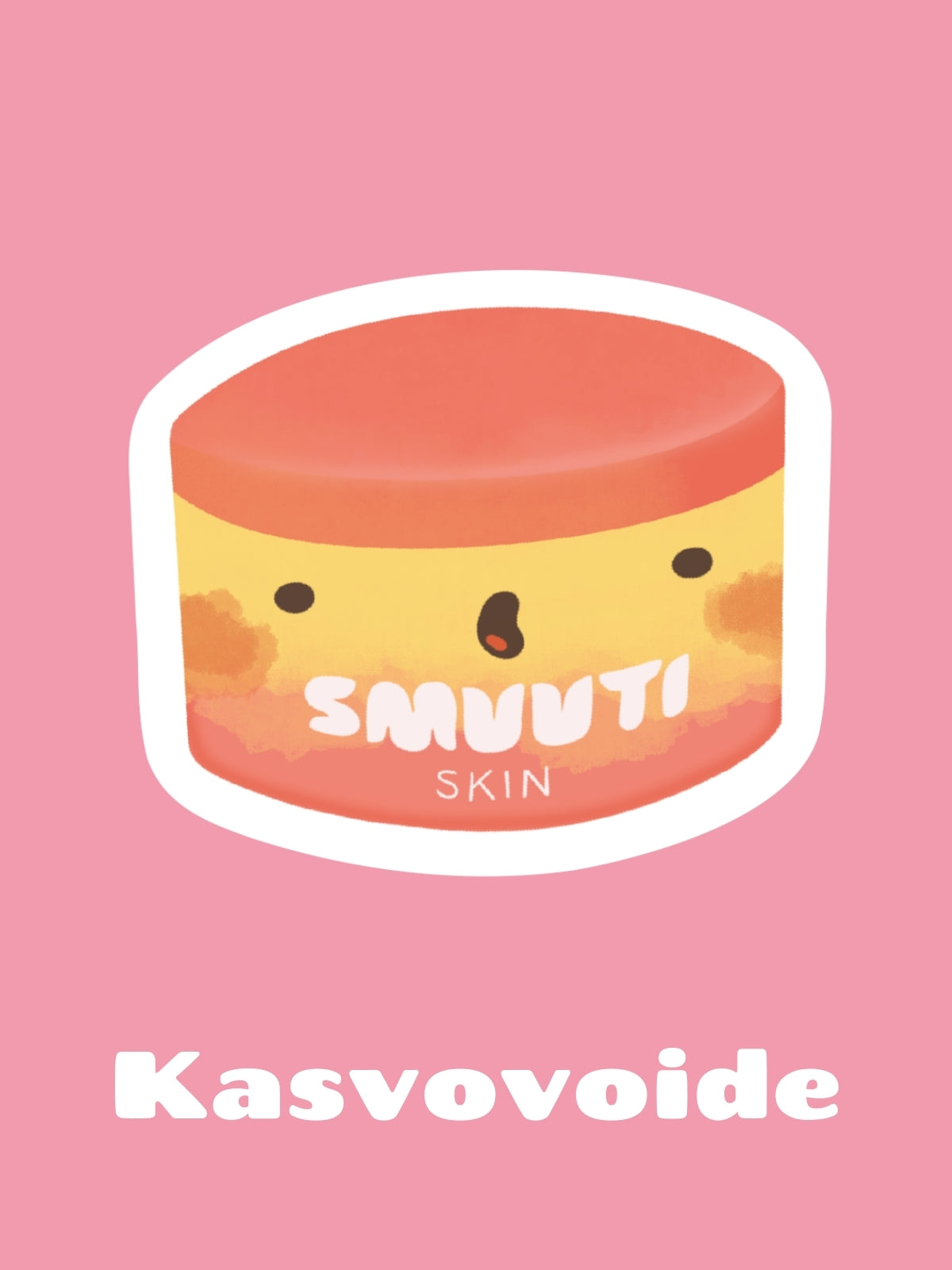 Cartoon jar of smuuti Skin peach barrier cream on a pink background