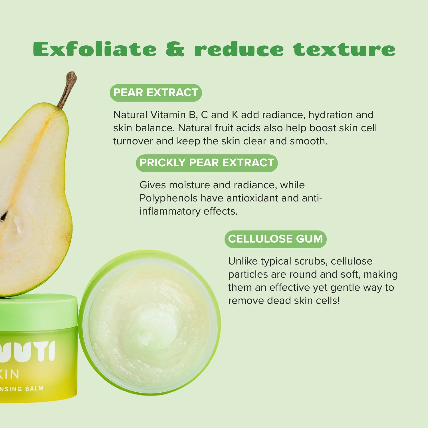 Smuuti Skin Pear Cleansing Balm active ingredients