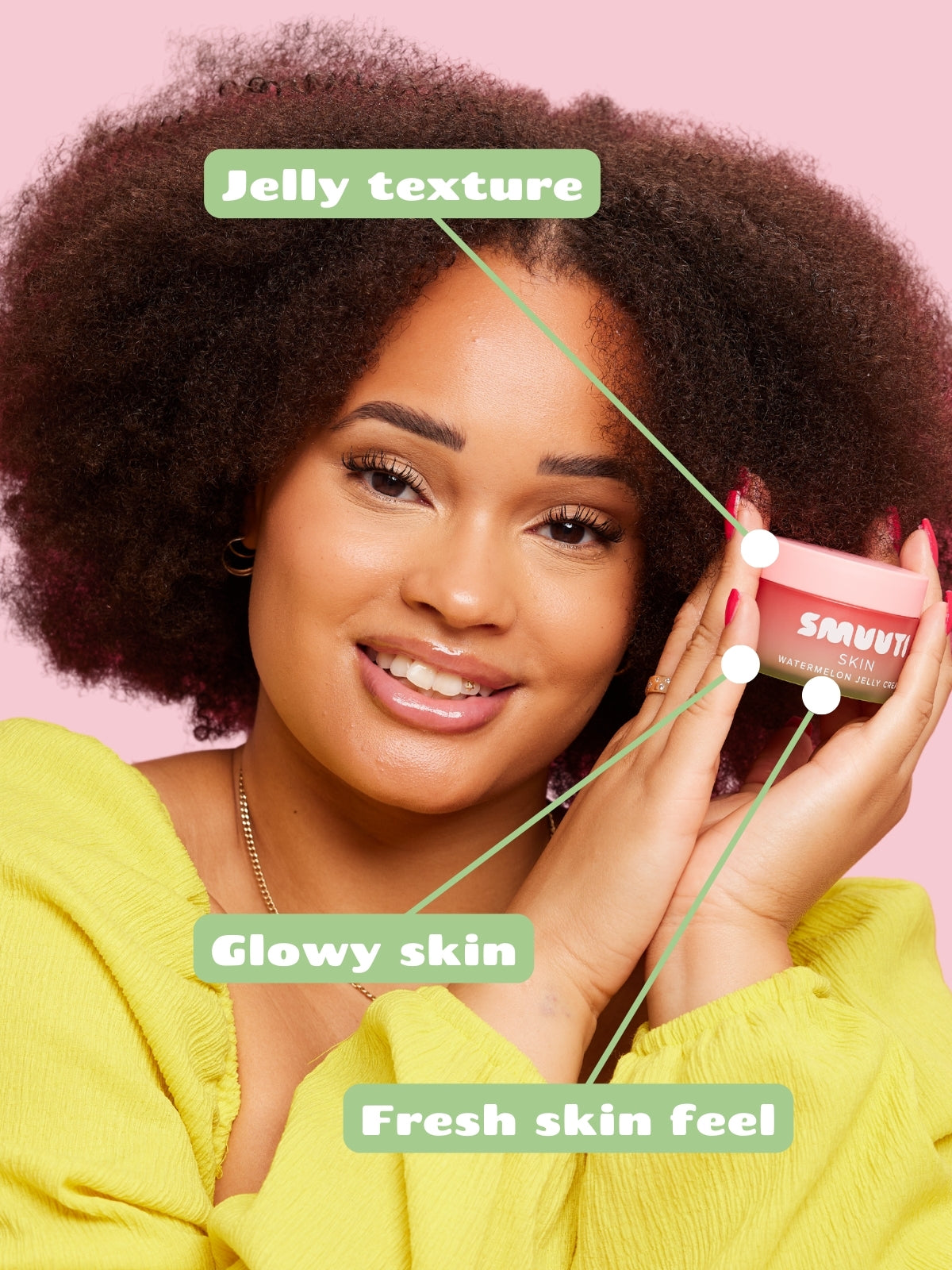 Woman holding Smuuti Skin watermelon jelly cream