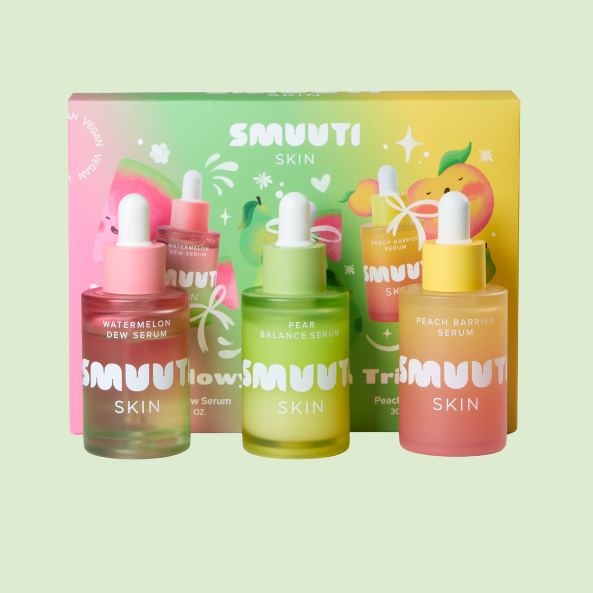 Watermelon Dew Serum, Pear Balance Serum and Peach Barrier Serum 