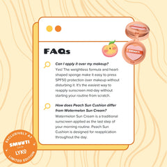 FAQs about peach sun cushion on a light orange background