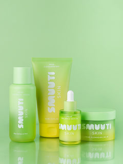 SMUUTI SKIN pear balance product set on a green background
