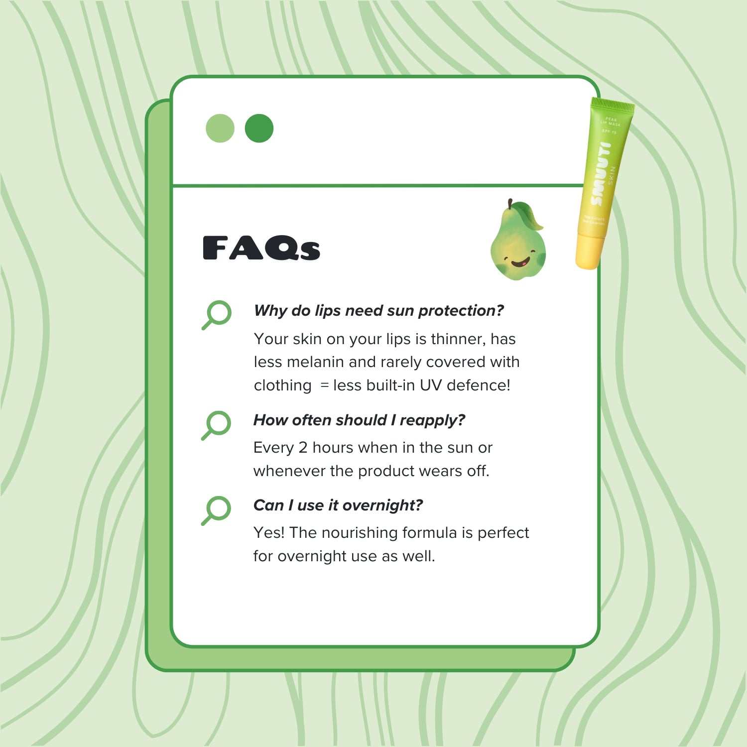 smuuti skin pear lip mask frequently asked questions