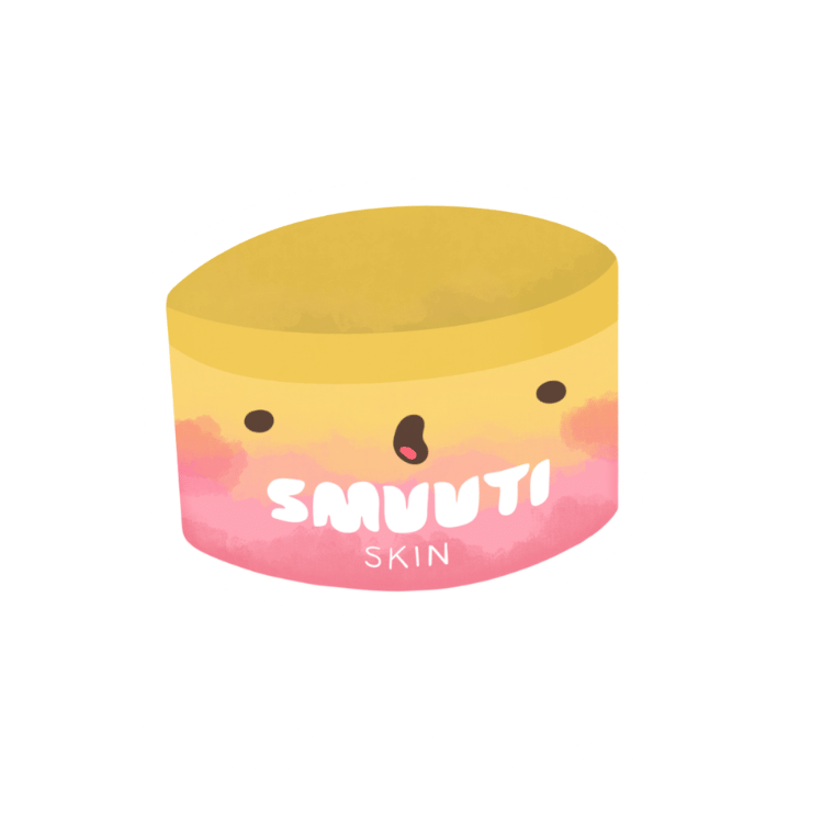 skincare step: moisturizer - lock in moisture at the end of your skincare routine with a cream. cartoon jar of a smuuti skin moisturizer